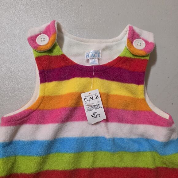 Vintage Childrens Place Rainbow Fleece Dress Size 12M Embroidered Pockets NWT - Picture 2 of 7